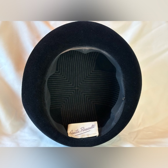 Anita Pineault Vintage Black Felt Bow Hat - Picture 7 of 9